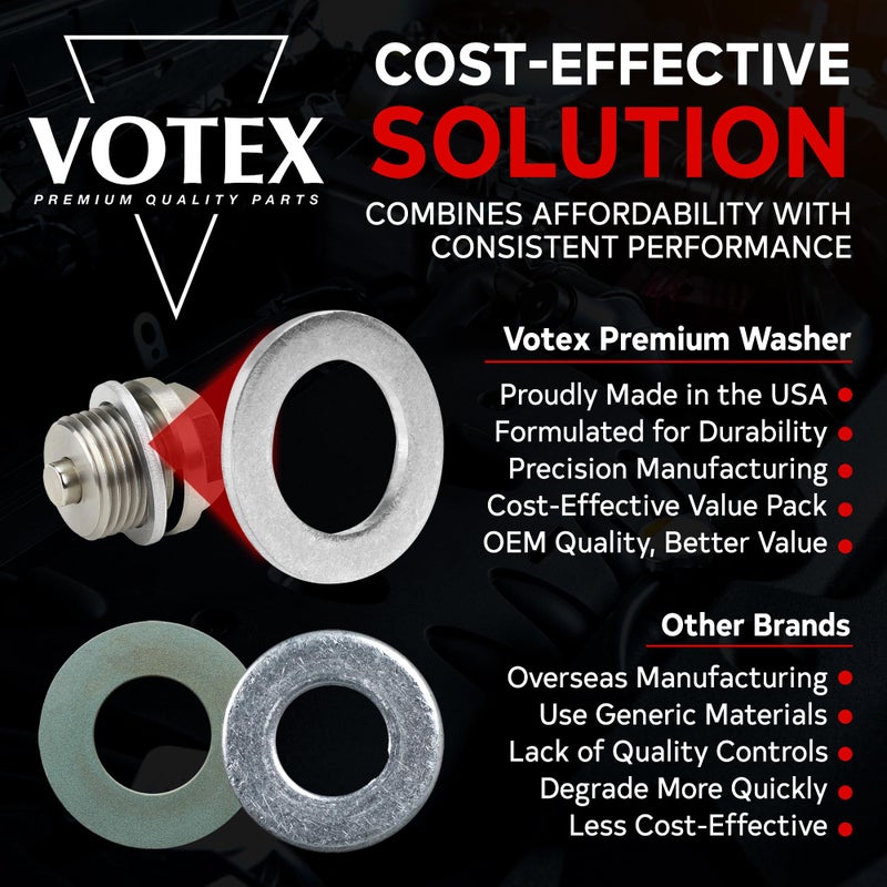 VOTEX-Made in USA- Oil Drain Plug Crush Washer M14 14MM, Gasket Seal Ring - Fits Acura, Honda, Kia, Hyundai and More, 20 Pack, 94109-14000, 007603-014106, 21513-23001, 9956-41-400 - Image 2